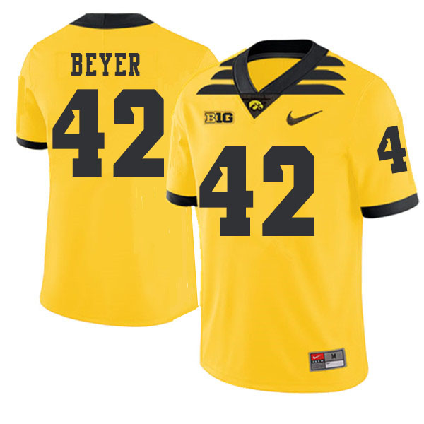 2019 Men #42 Shaun Beyer Iowa Hawkeyes College Football Alternate Jerseys Sale-Gold